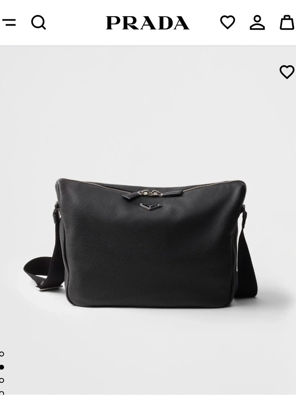 Prada Black Pebbled Leather Crossbody Pouch